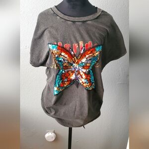 Sequin butterfly women's T-shirt